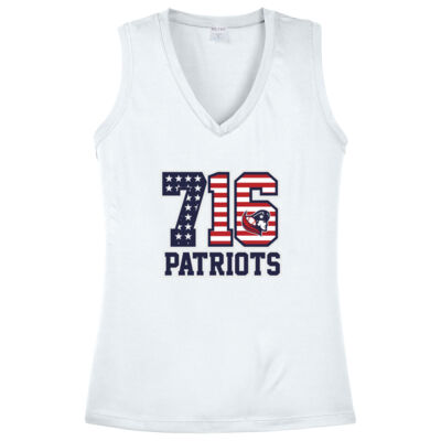 716 Patriots w/Player Name - Ladies Sleeveless PosiCharge ® Competitor V Neck Tee Thumbnail